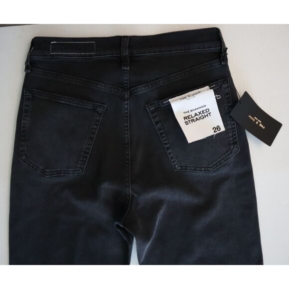 Rag & Bone Women Sz 26 Washed Black The Shannon Relaxed Straight Leg Jeans - Picture 11 of 13
